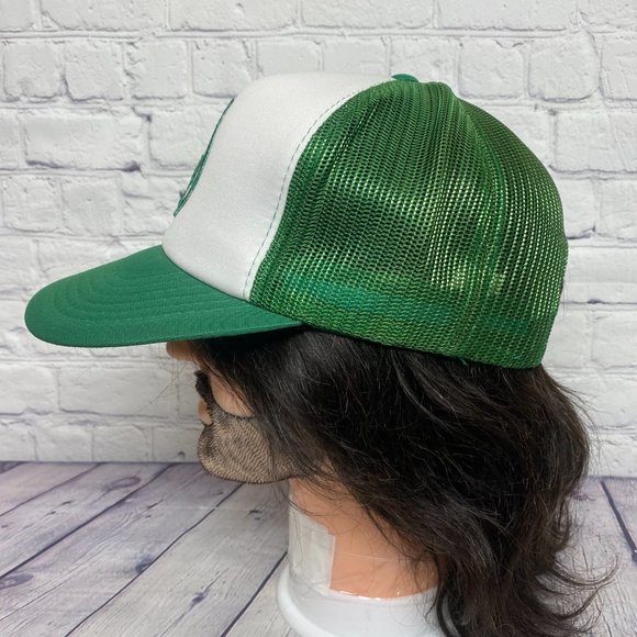 Vintage Hat Cap Snapback Green White Trucker Mesh Patch Green Drop Embroidered - Picture 4 of 8
